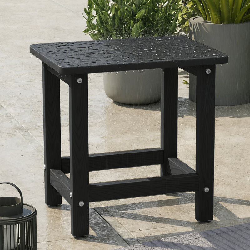 All Weather Poly Adirondack Outdoor Side Table End Table –HDPE Weatherproof & Durable Patio Side Table, Black