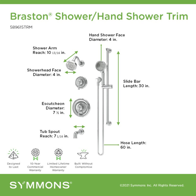Ensemble de garniture de baignoire et douche Braston HydroMersion avec douchette, Bronze