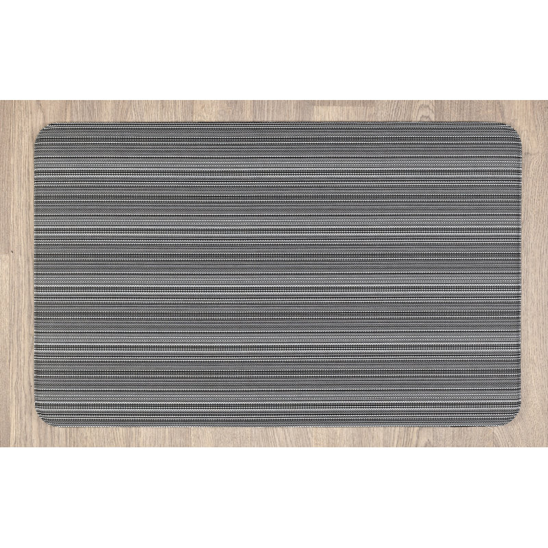 Iysha Striped Polyester Kitchen Mat