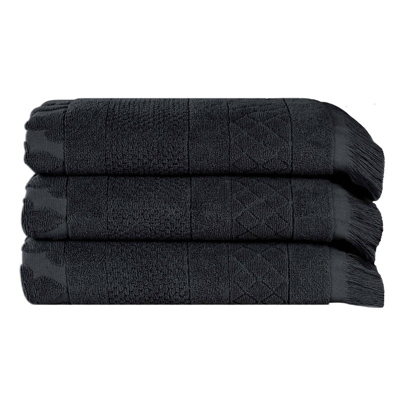 Serviette de bain Rolla, Noir, noir, noir, noir, Ensemble de 3 serviettes de bain