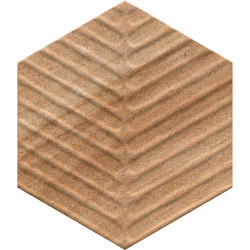 Cotto Charm 8" Porcelain Chevron Hex Tile, Sienna