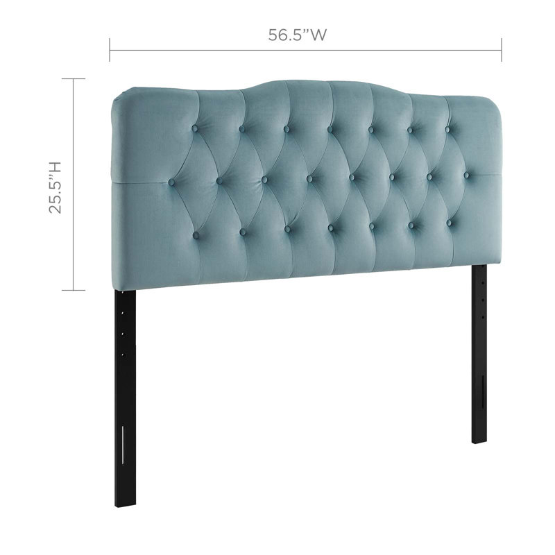 Modway Annabel Diamond Tufted Performance Velvet Headboard, Light Blue, Full