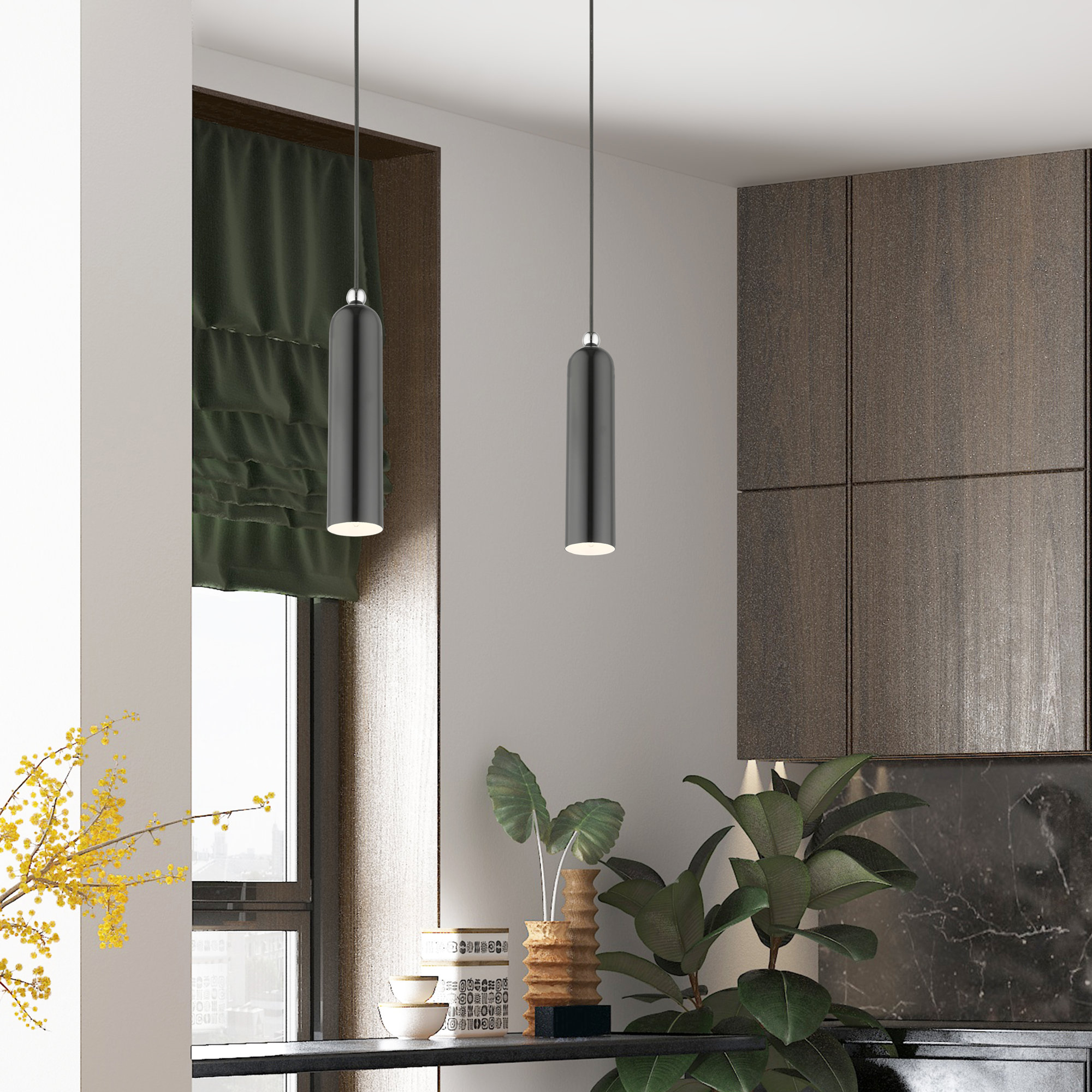 Hanne 1 - Light Single Cylinder Pendant, Shiny Dark Gray