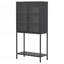Armoire de rangement en métal, armoire de présentation avec portes en verre et 2 tablettes réglables, armoire haute moderne-2099252607