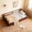 Lit de jour en bois avec lit gigogne et deux tiroirs de rangement, lit de jour extensible-818543865