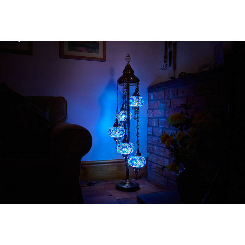 Karlie 124cm Antique Bronze Floor Lamp, Blue