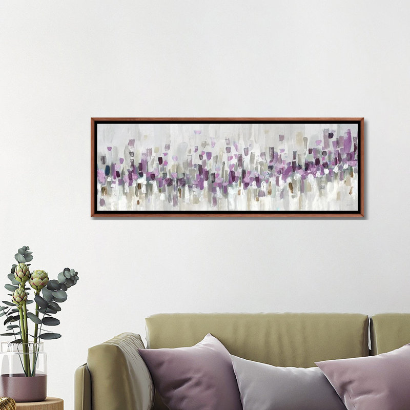 Blue Staccato - Purple 6 Pcs., Wrapped Canvas, 12" H x 36" W
