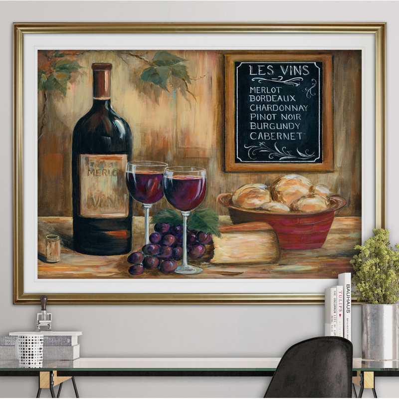 Les Vins - reproduction de cadre photo, Or, H 20 po x l 24 po x P 1,5 po