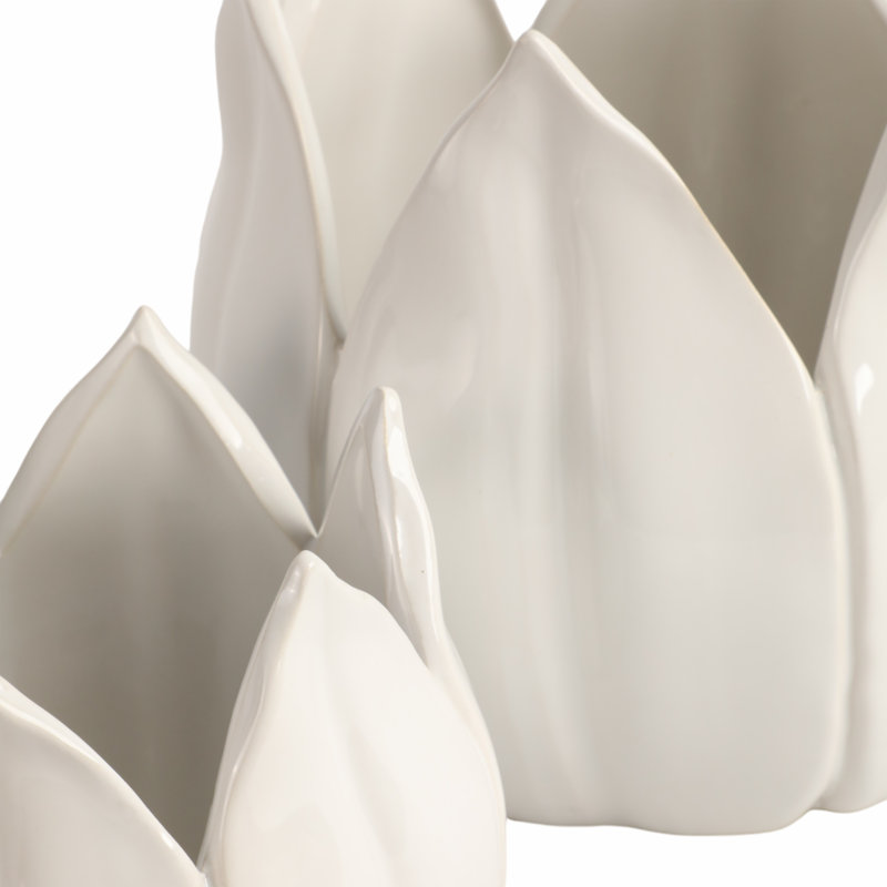 Sagebrook Home 2-Pieces Petal Planters, White, 7" H x 8" W x 8" D, White
