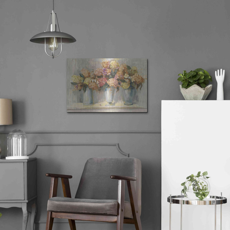 «Fall Hydrangea Bouquets» par Carol Rowan, art mural en métal, 24 po x 16 po, H 16 po x l 24 po