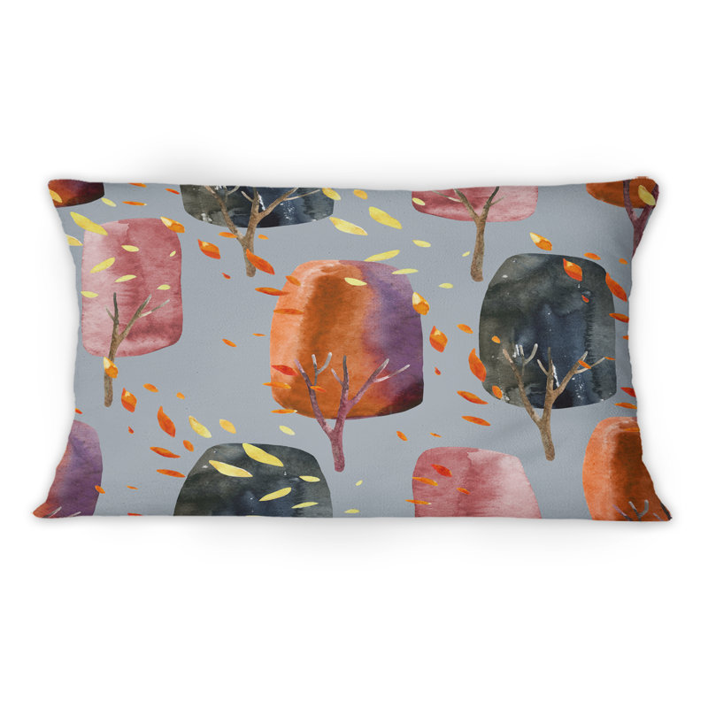 Coussin décoratif rétro à motif d'automne avec feuilles tombantes II