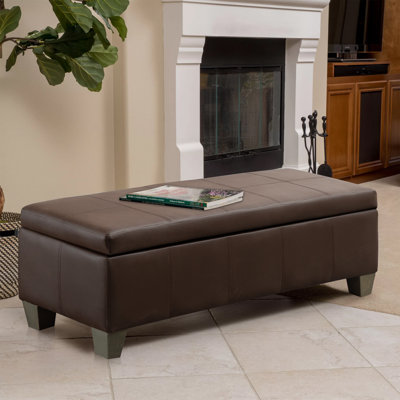 51 Inch Faux Leather Rectangle Large Storage Ottoman