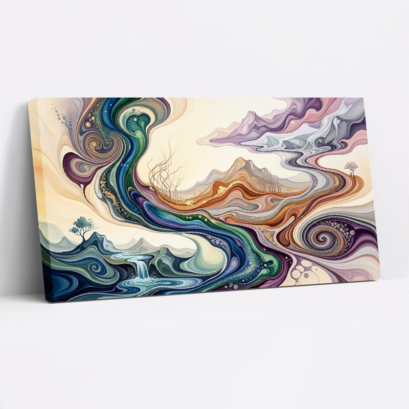 Ensemble de 1 tableau abstrait sur toile représentant un paysage, 5828