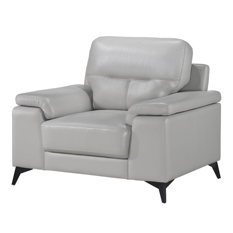 Faux Leather Club Chair, Silver Gray Faux Leather