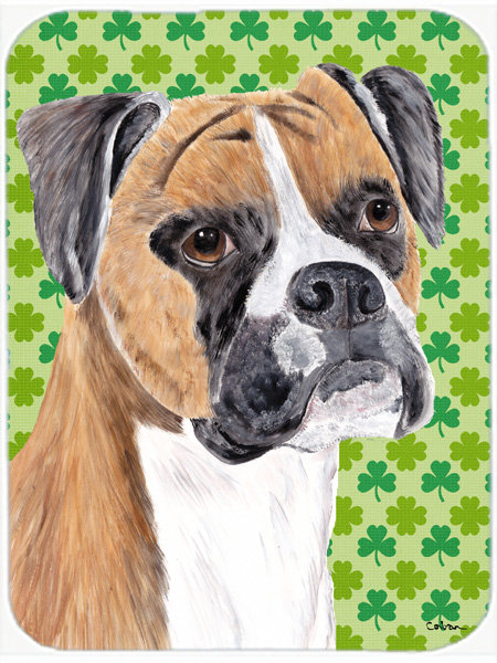Caroline's Treasures Shamrock Lucky Irish Boxer St. Patrick's Day Portrait Glass Cutting Board