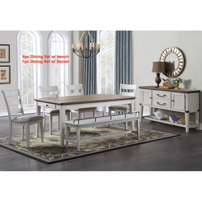 72-Inch Two-Tone Brown and White Wood Dining Table