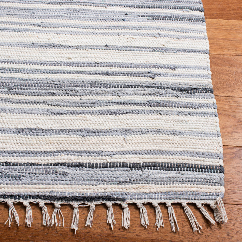 Tapis abstrait en coton tissé à la main Fales Rag, Tapis de couloir 2 pi 3 po x 8 pi