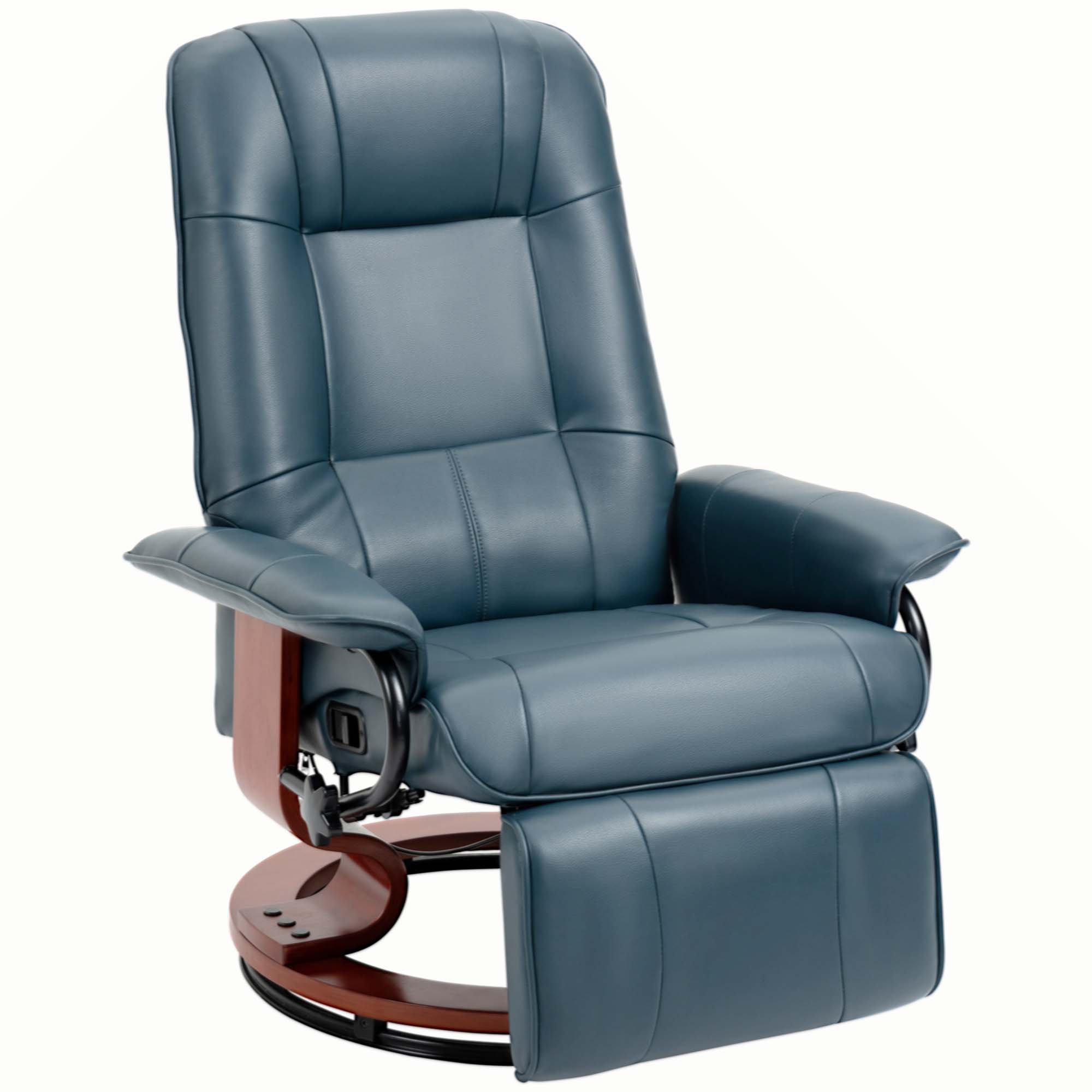 Red Barrel Studio Faux Leather Manual Recliner With Swivel Wood Base