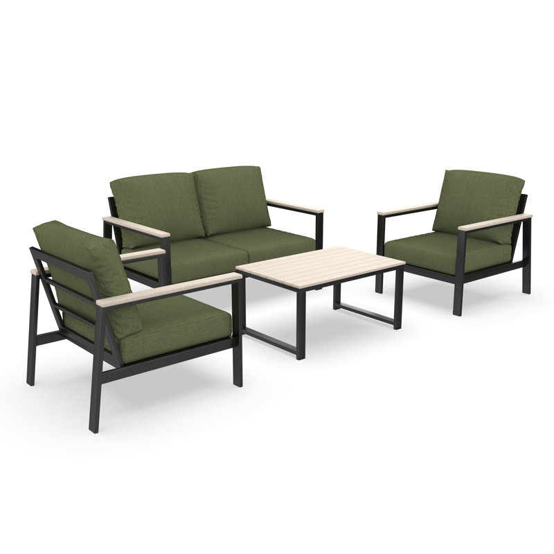 Ensemble de conversation avec causeuse 4 pièces Sommerfield avec coussins Sunbrella®, Green, White