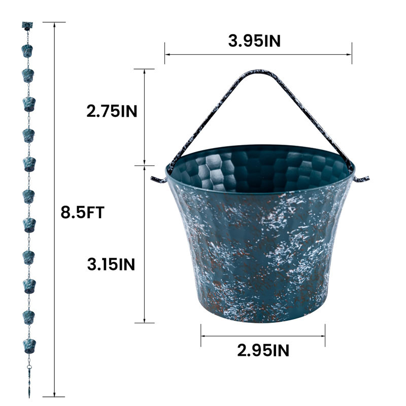 Chaîne de pluie pour gouttières avec adaptateur, Vert
