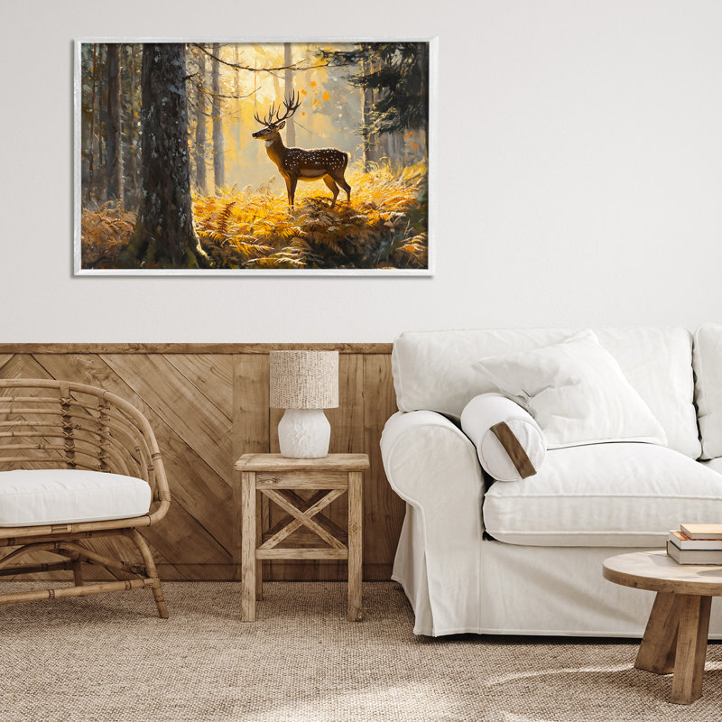 Giclée encadrée, "Spots Stag in Autumn Wilderness", design par Franklyn Gregory, H 20 po x l 30 po