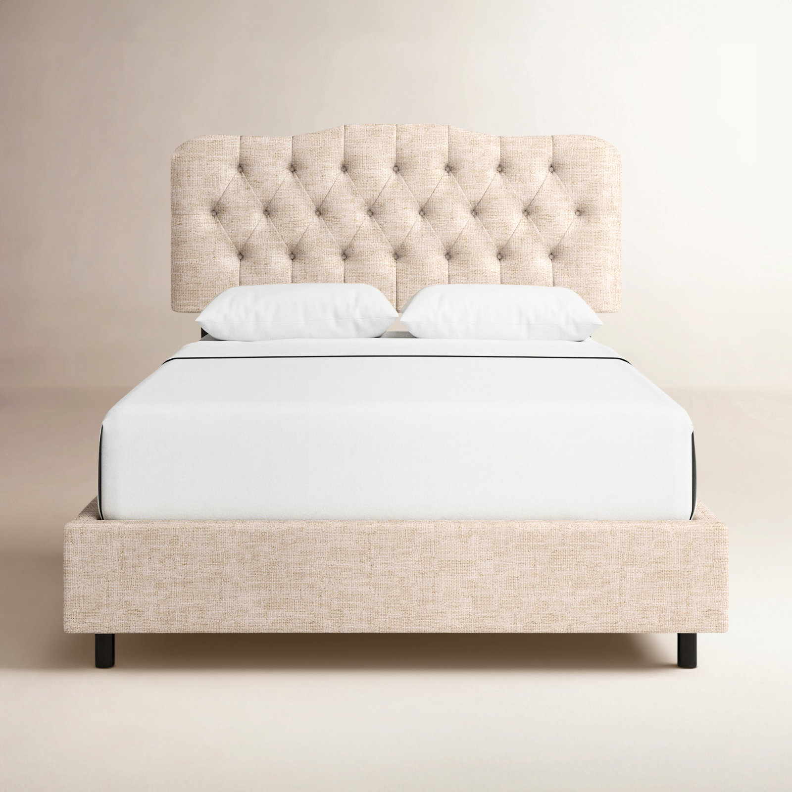 Rodan Upholstered Bed, Queen, Classic Talc Linen