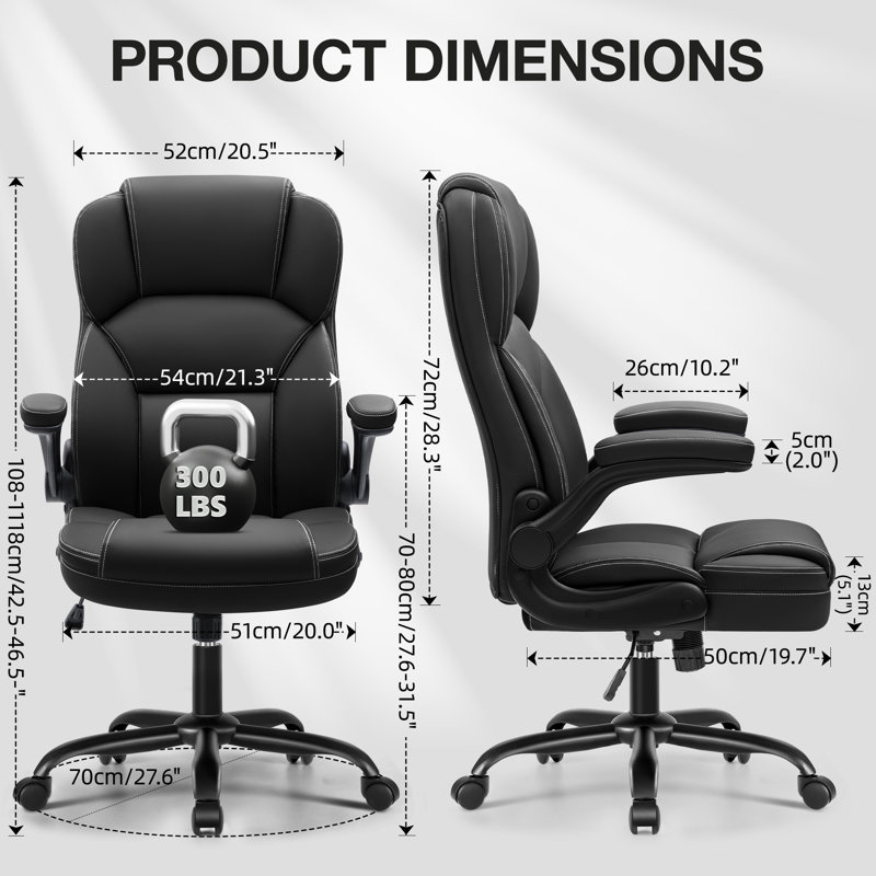 Fauteuil de direction ergonomique avec accoudoirs rabattables, Noir, noir, noir, noir