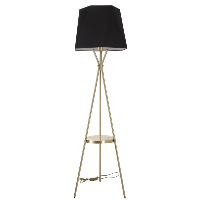 Lampe sur pied noire élégante avec corps en métal Luro, hauteur de 65,0 po | Capuchon en tissu de 13,8 po de diamètre, base de 19,7 po | Douille E27, 60 W maximum | Interrupteur marche / arrêt sur le câble | Parfait pour le salon, la chambre à coucher et le bureau