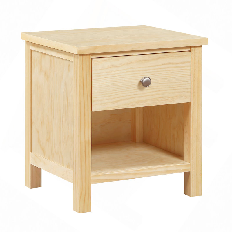 Table de chevet 1 tiroir avec rangement en bois naturel
