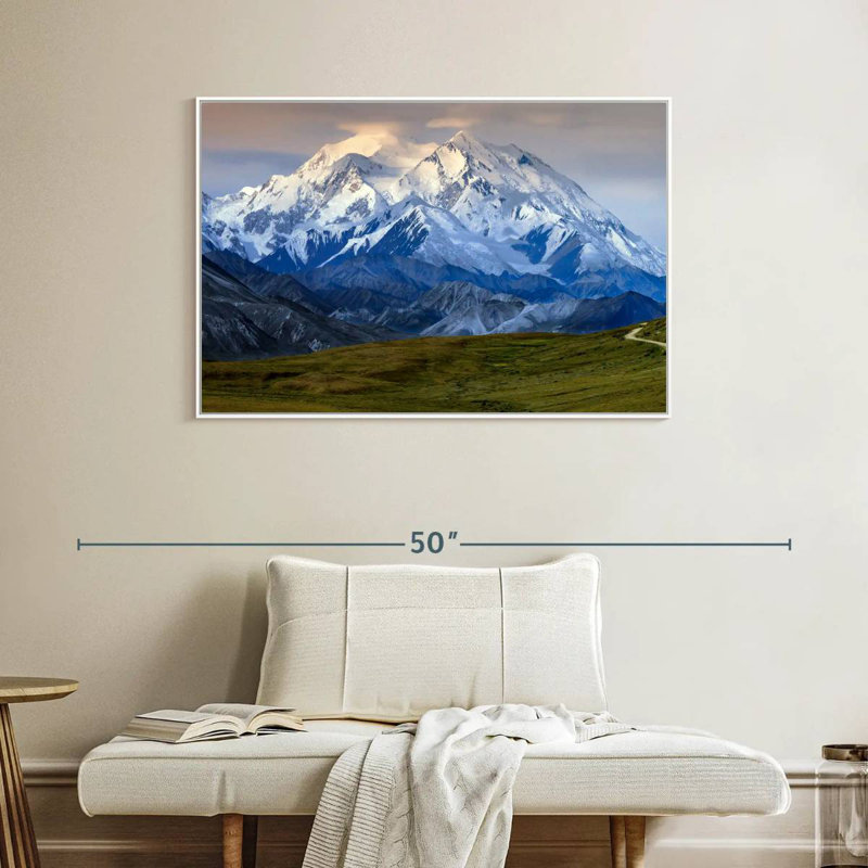 Denali en Alaska, Cadre flottant blanc, 43 po x 29 po