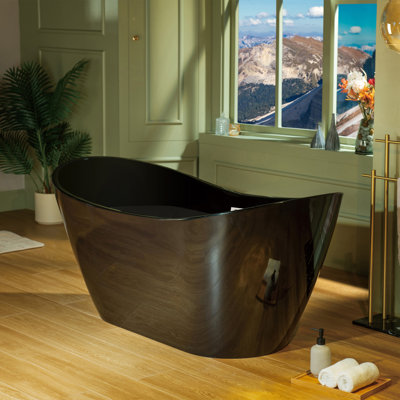 Vital 59" x 28.75" Freestanding Soaking Acrylic Double Slipper Bathtub, Non-Slip Bottom Design