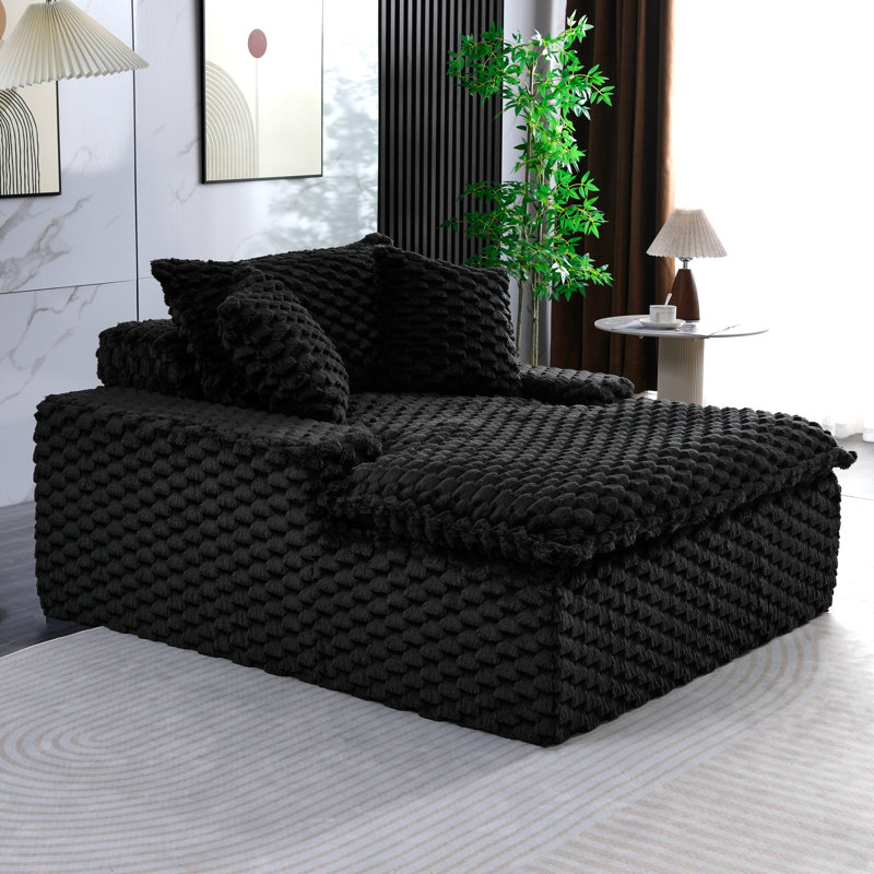 Boneless 51.2" Upholstered Compression Recliner Sofa, Black