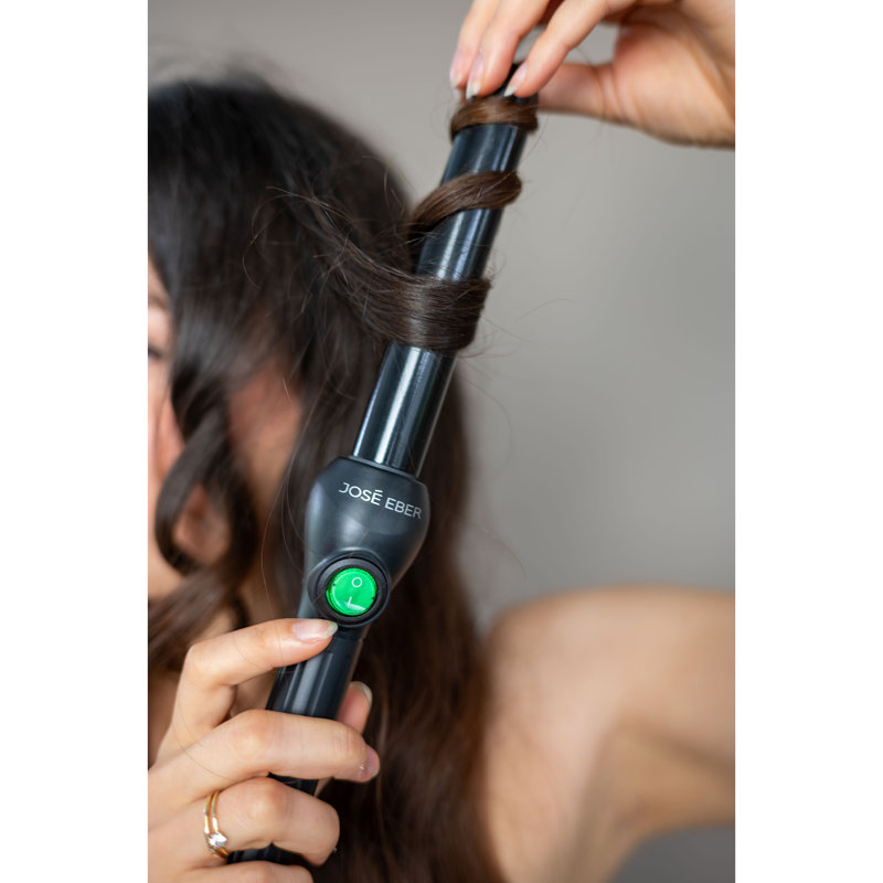 Jose Eber: Clipless Curling Iron 1" (25mm) - Black - Professional Tourmaline Ceramic Barrel, Wand Styling Tool, Ion Technology, Heat Resistant Glove