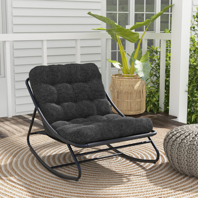 Chaise berçante d'extérieur en métal avec coussins Caili