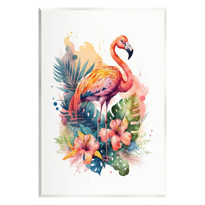 Ba-032-Framed " Modern Tropical Flamingo " by LSR Design Studio