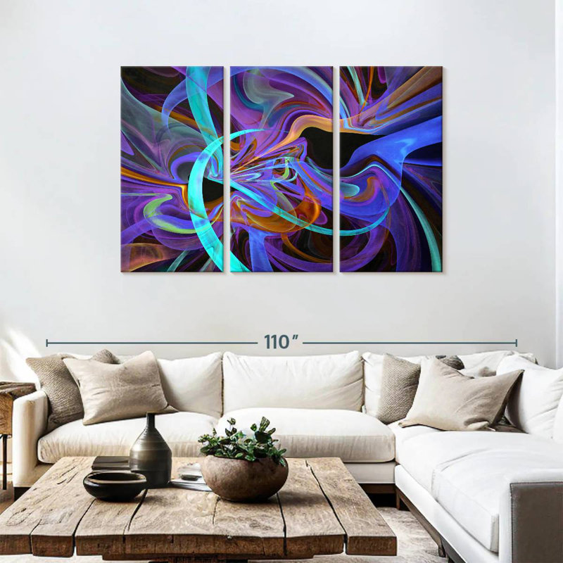 Avery Neon Vortex Abstract, 48" H x 74" W