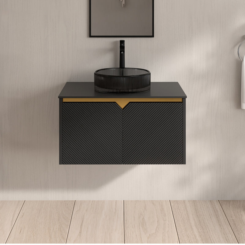 Meuble-lavabo mural simple 29,9 po avec plateau en marbre, 30"
