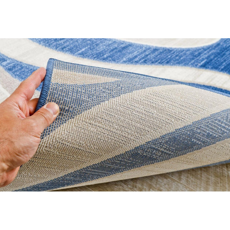 Tapis décoratif abstraite bleu daijon, Rectangle 8 pi x 10 pi