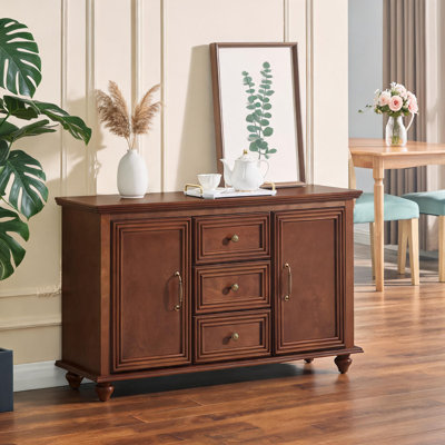 47.3" Mid Century Modern Sideboard Buffet Cabinet, Wood Accent Console Table with 2 Doors and 3 Drawers, Storage Cabinet for Kitchen Dining Living Room Entryway