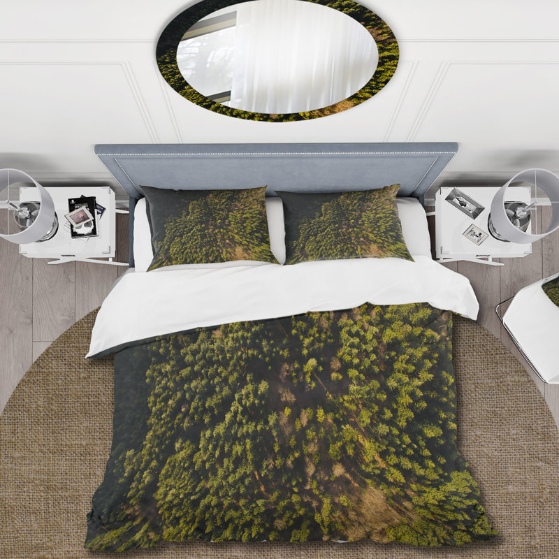 Arial View Of Green Woods - Ensemble de housse de couette Lake House - Microfibre de polyester