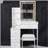 29.2" Small Size Left Bedside Cabinet Vanity Table + Cushioned Stool, Large Sliding, Touch Control, Tri-color Switching, Brightness Adjust LED Mirror, High Capacity Storage, Suitable for Small Space