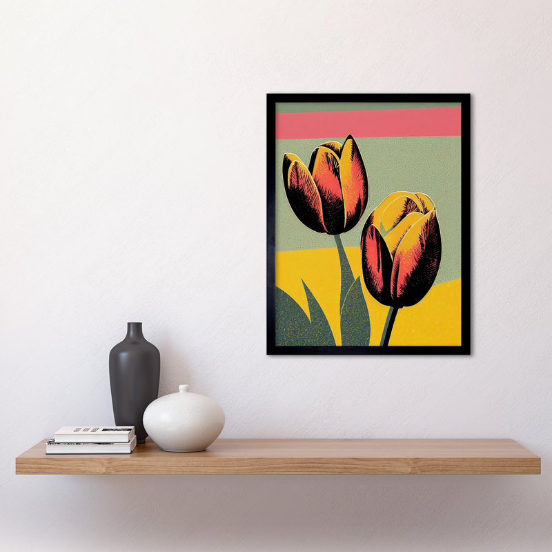 Bright Silkscreen Tulip Blooms Stencil - Single Picture Frame Print