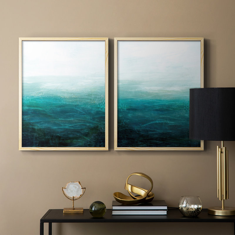 «Drifting Sea I», reproduction encadrée de qualité supérieure - prête à être accrochée - aucun clou requis - aucun clou requis