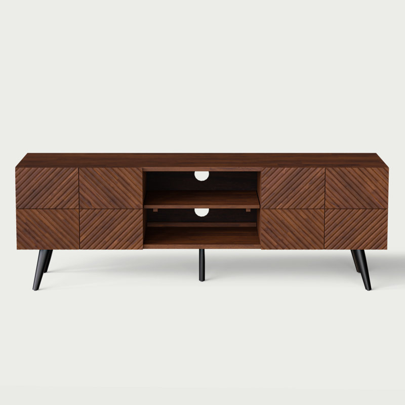 Rhombus TV Stand with Storage Cabinets, Walnut