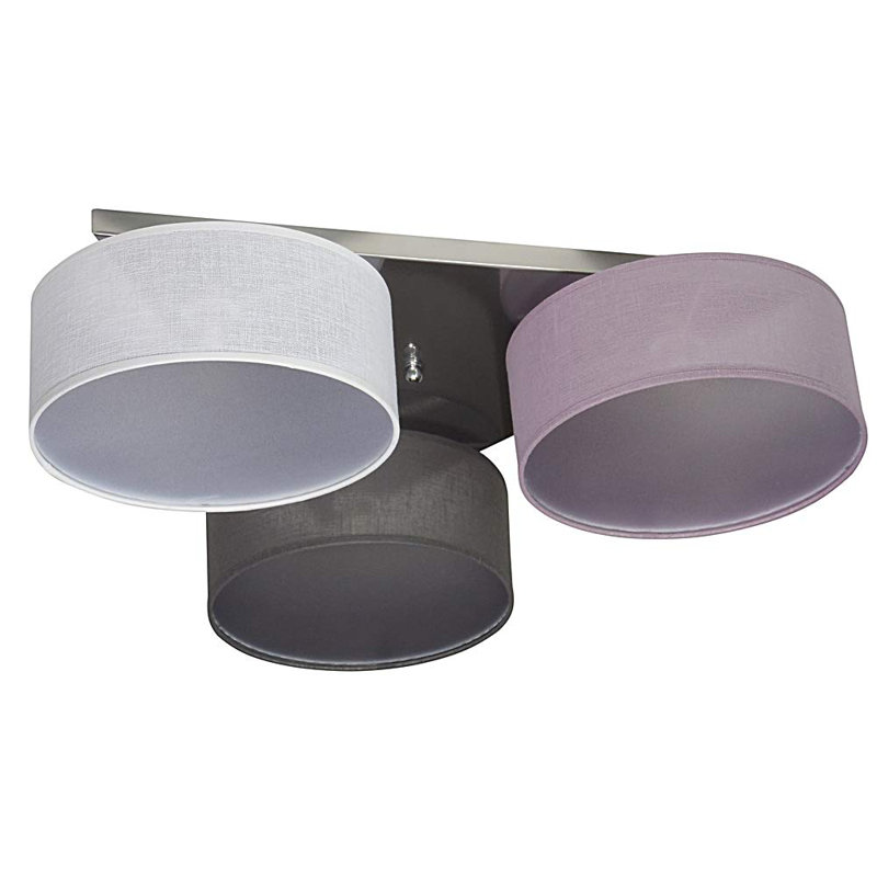 Pulley Fabric Semi Flush Mount, White/Purple/Anthracite