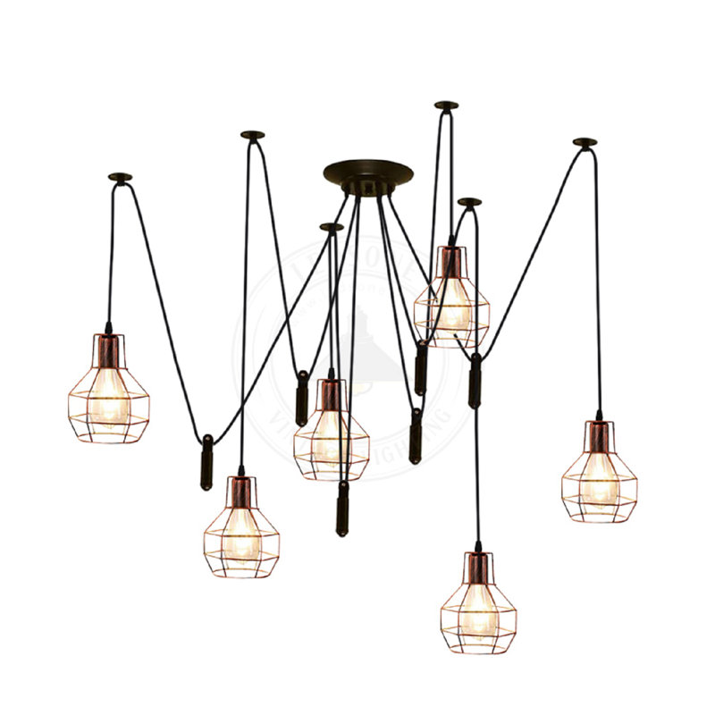 Dahill 6 - Light Cluster Pendant, No, Rustic Red