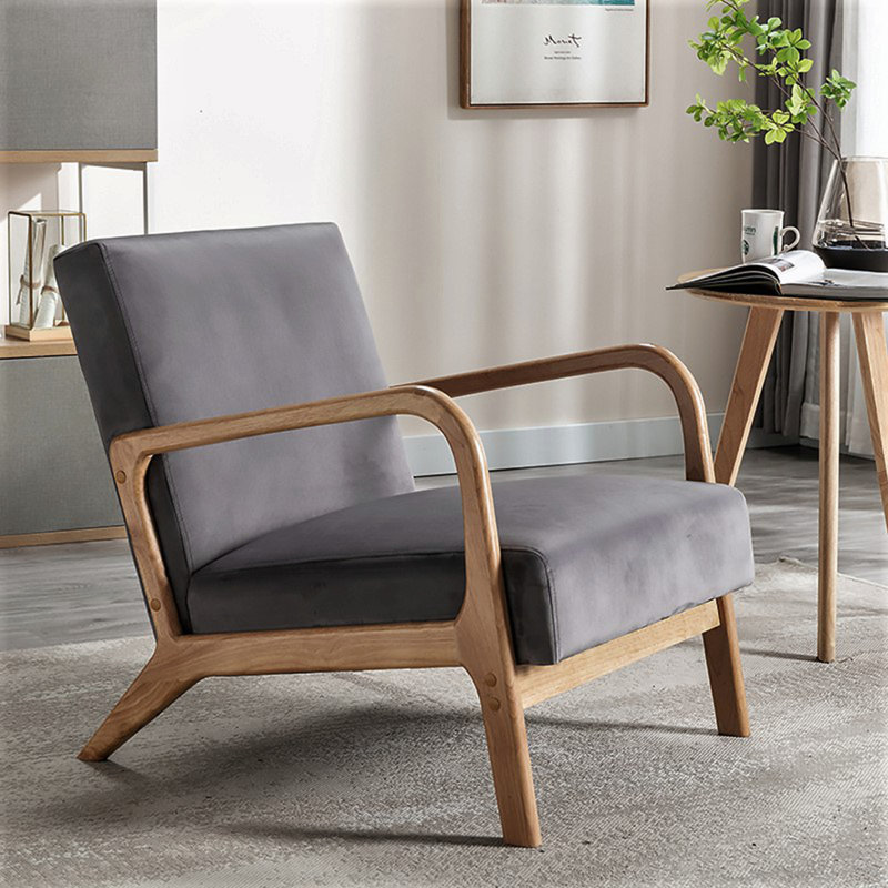 Chaise rembourrée en microfibre de style rétro, Velours gris velours