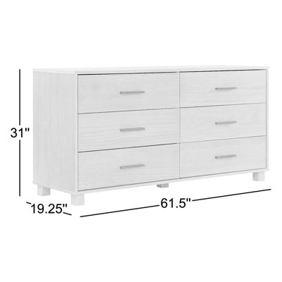 Loft Solid Wood 61.5'' W 6 - Drawer Dresser