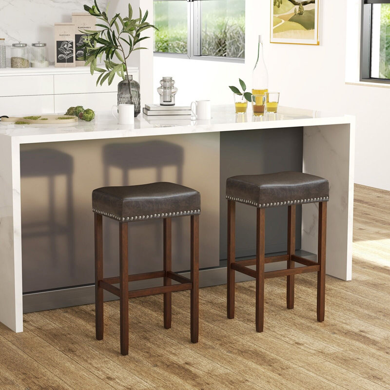 Keiran Upholstered Counter Stool, Green, 74cm