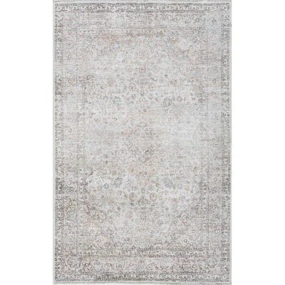 Jaelyne Machine Washable Beige/Gray Oriental Area Rug